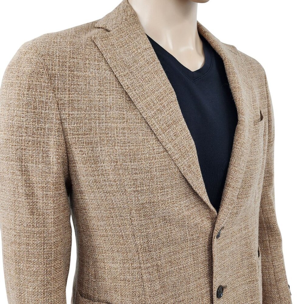Zanetti Angelico Giacca Woven Tan Blazer, Men's 38
